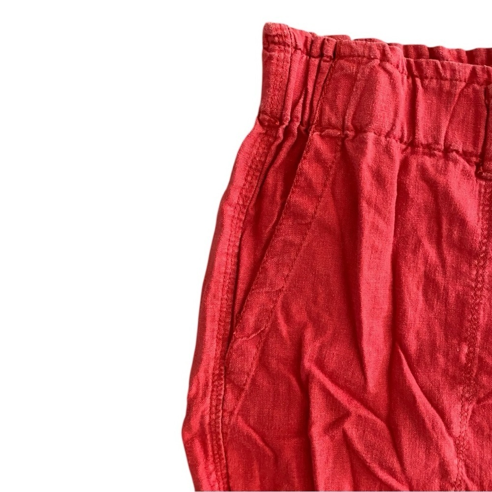 SANCTUARY Womens High Waist Linen Rayon Elastic Red Shorts Size L Pink pull-on - Picture 4 of 8